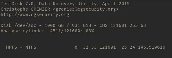 TestDisk Scan